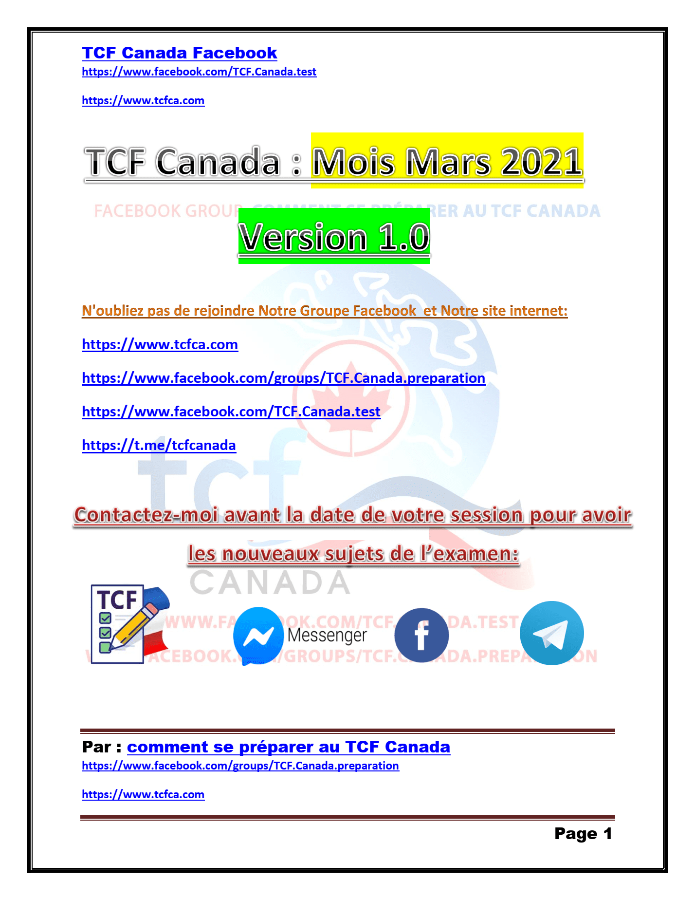 TCF Canada Expression écrite