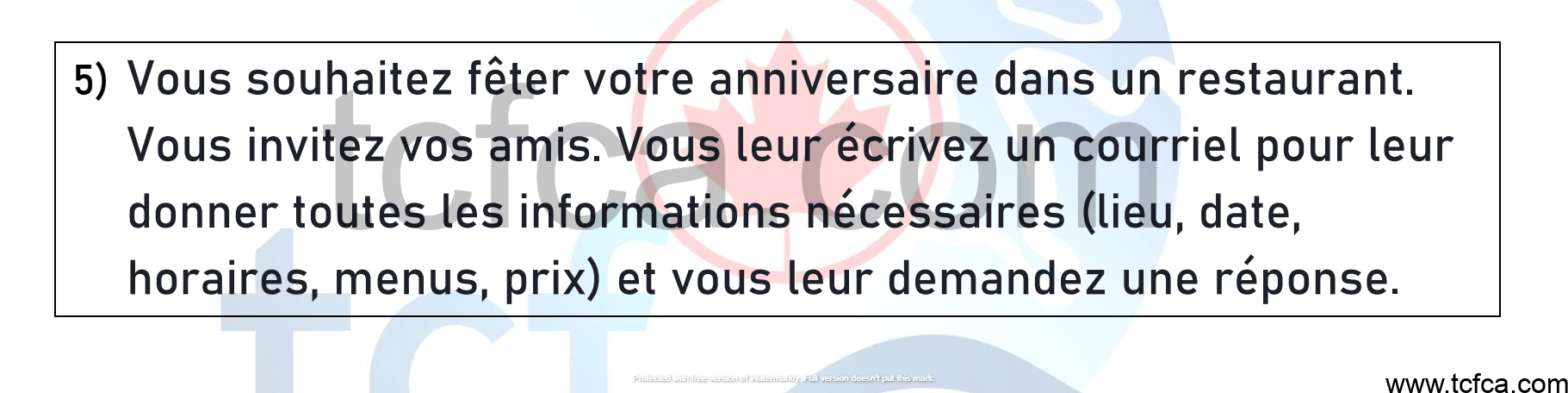 Tcf Canada Expression Ecrite Tache 1 Sujet 5 Mars 21