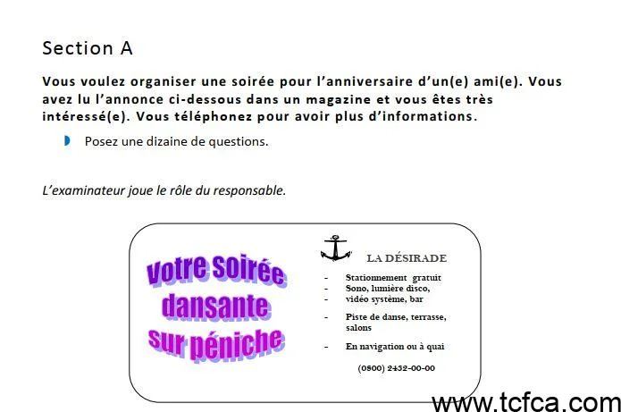 TEF Canada Expression Orale section A.