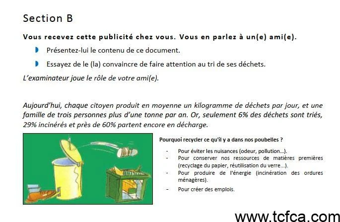 TEF Canada Expression orale Section B